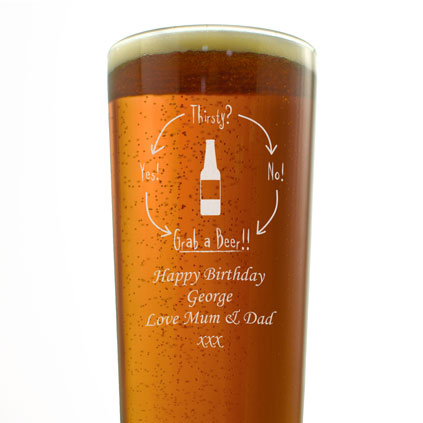 Personalised 'Grab a Beer' Straight Pint Glass