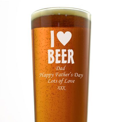 Personalised I Love Beer Pint Glass