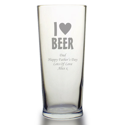 Personalised I Love Beer Pint Glass