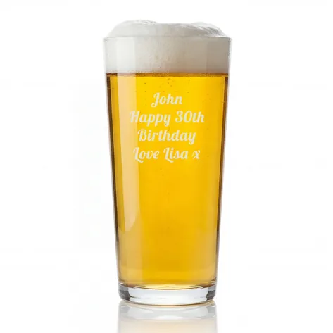 Personalised Straight Pint Glass With Luxury Gift Bag And Box Personalised Straight Pint Glass With Luxury Gift Bag And Box