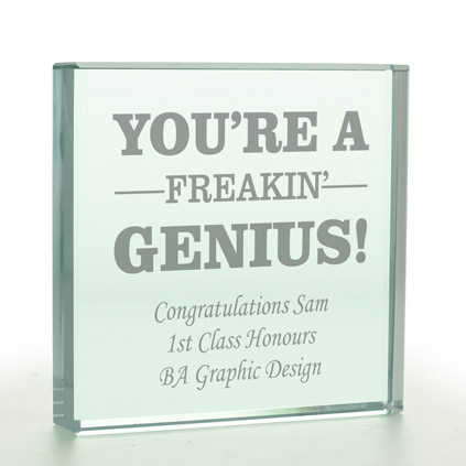 Personalised 'Freakin' Genius' Glass Token