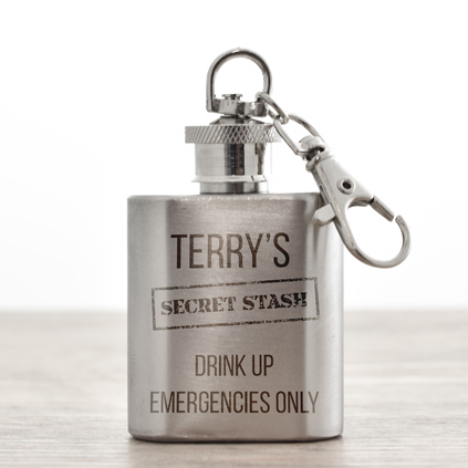 Personalised Secret Stash Hip Flask Key Chain - 1oz