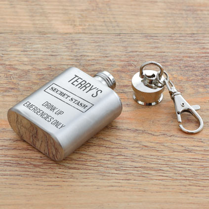 Personalised Secret Stash Hip Flask Key Chain - 1oz