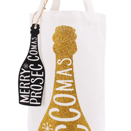 White And Gold Merry Proseccomas Canvas Bag