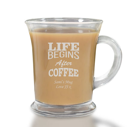 Personalised Life Begins After Coffee Glass Mug