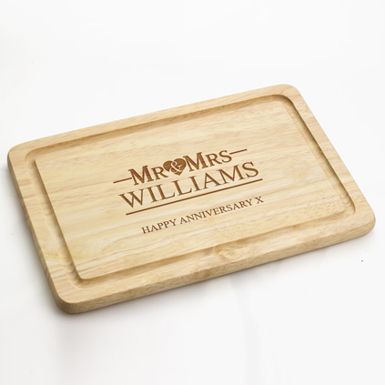 Personalised Mr And Mrs Wooden Chopping Board
