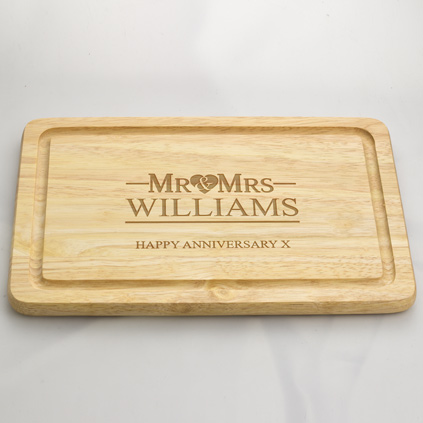 Personalised Mr And Mrs Wooden Chopping Board