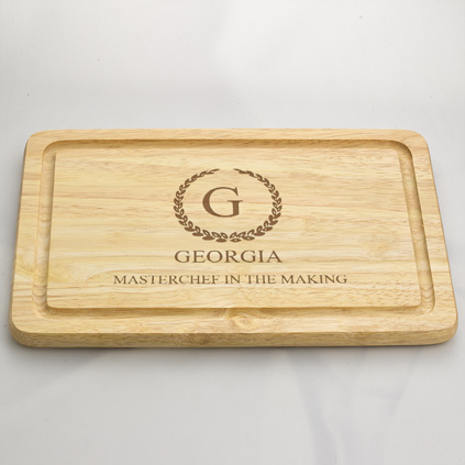 Personalised Wooden Chopping Board With Wreath Design