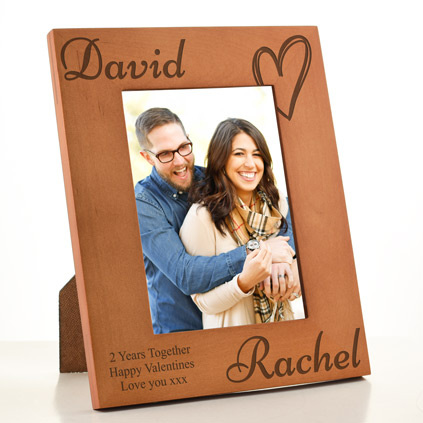 Personalised Love Heart Wooden Frame For Couples