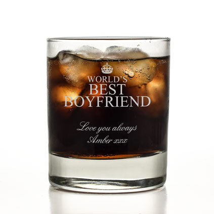 Personalised 'Worlds Best Boyfriend' Whisky Glass