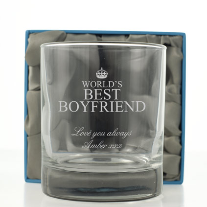 Personalised 'Worlds Best Boyfriend' Whisky Glass