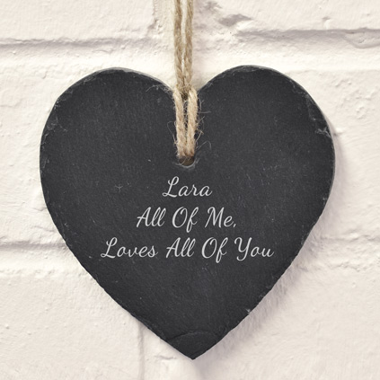 Personalised Slate Heart Hanging Keepsake Gift