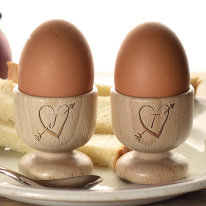 Personalised Heart Design Egg Cups