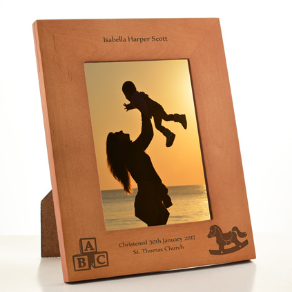 Personalised Christening Wooden Photo Frame