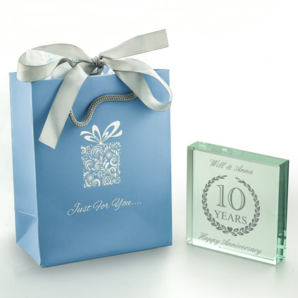 Personalised Wedding Anniversary Glass Token - Any Year