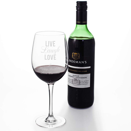 Personalised Live Laugh Love Wine Glass