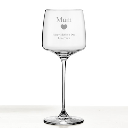 Personalised Hollywood Wine Glass With Love Heart