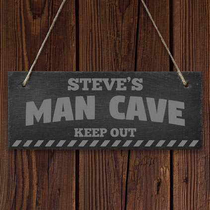 Personalised Hanging Slate Man Cave Sign