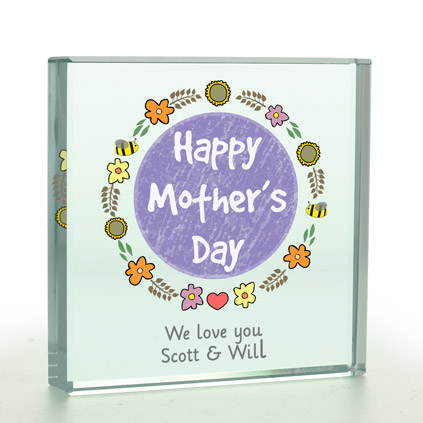 Personalised Happy Mother's Day Colour Glass Token