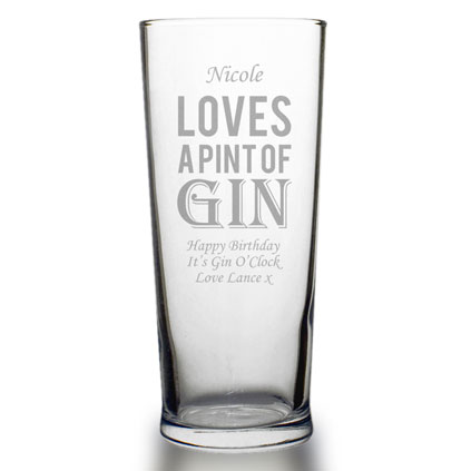 Personalised Gin Pint Glass