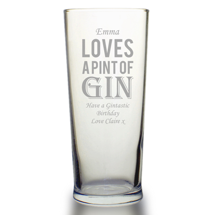 Personalised Gin Pint Glass