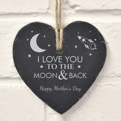 Personalised Slate Love You To The Moon And Back Hanging Heart