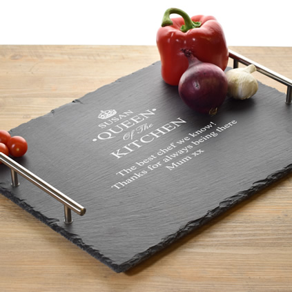 Personalised Queen Of The Kitchen Slate Serving Tray