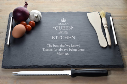 Personalised Queen Of The Kitchen Slate Serving Tray