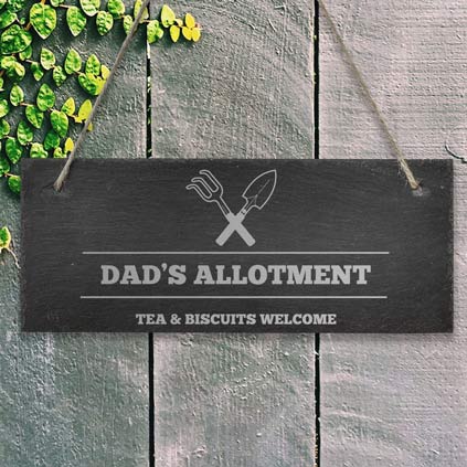 Personalised Hanging Slate Sign For The Allotment