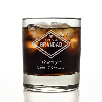 Personalised Vintage Grandad Glass Tumbler