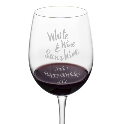 Personalised White Wine & Sunshine Wine Glass