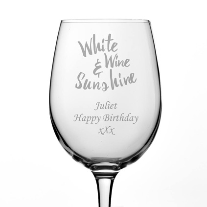 Personalised White Wine & Sunshine Wine Glass