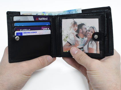 Personalised Photo Upload Black Leather Wallet