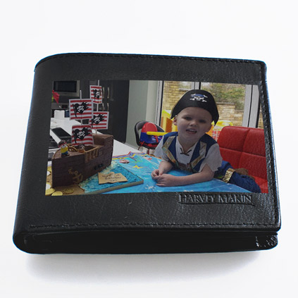 Personalised Photo Upload Black Leather Wallet