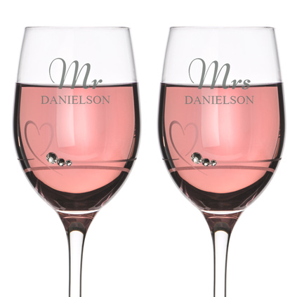 Personalised Mr And Mrs Petite Wine Glass Set