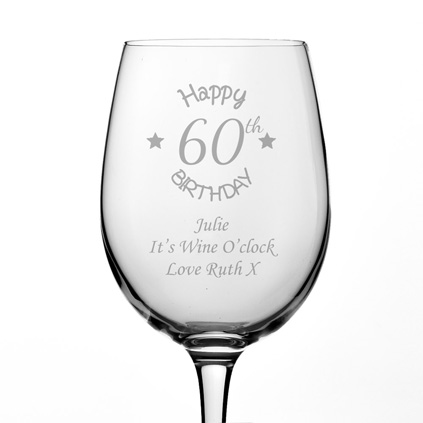 Personalised 60th Birthday Wine Glass