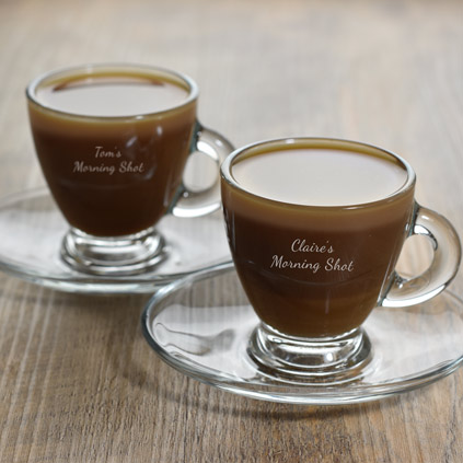 Personalised Espresso Glass And Saucer Set
