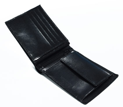 Personalised Moustache Black Leather Wallet
