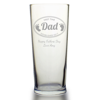 Personalised Pint Glass For A First Time Dad
