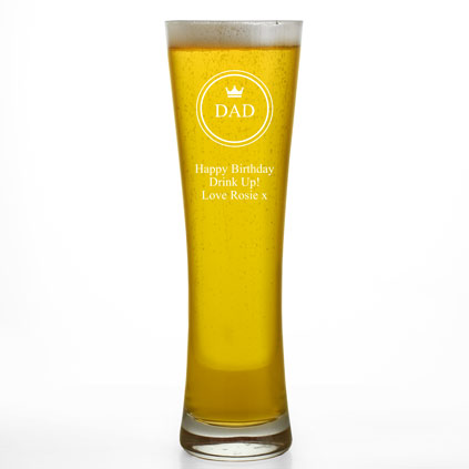 Personalised Pilsner Beer Glass Round Badge Design