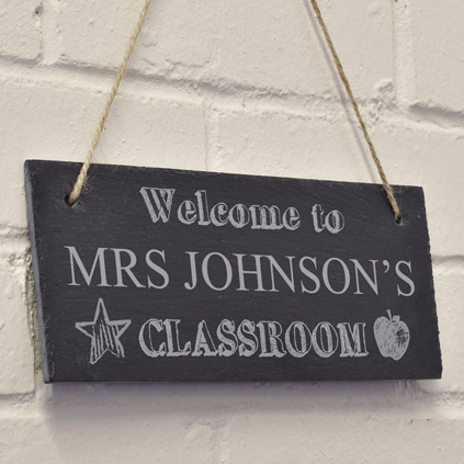 Personalised Hanging Slate Sign For The Teacher's Classroom