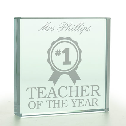 Personalised Teacher Of The Year Glass Token