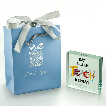 Personalised Eat Sleep Teach Glass Token