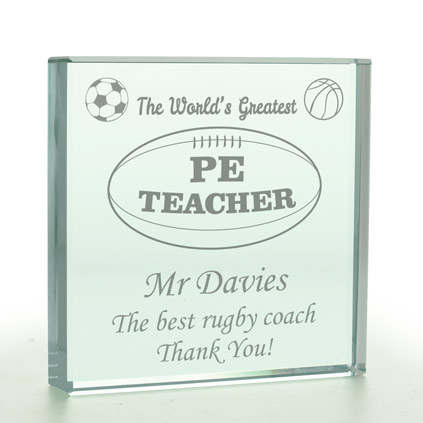 The World's Greatest PE Teacher Personalised Glass Token