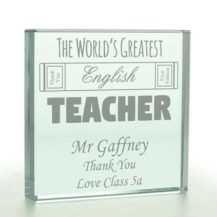 The World's Greatest English Teacher Personalised Glass Token