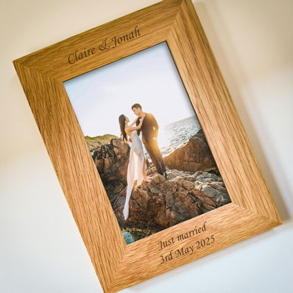 Personalised Oak Photo Frame Any Message