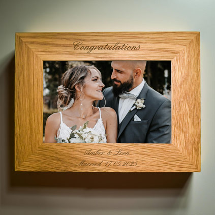 Personalised Oak Photo Frame Any Message