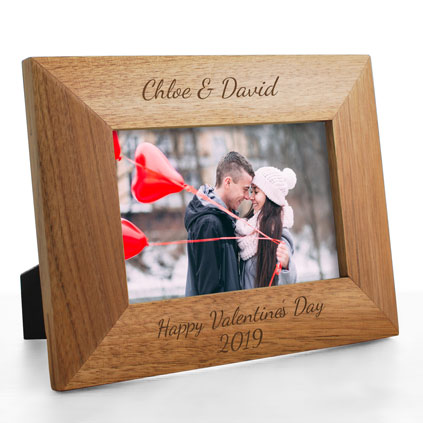 Personalised Wooden Oak Photo 4 x 6 Frame Any Message OR Name OR Dog Frame