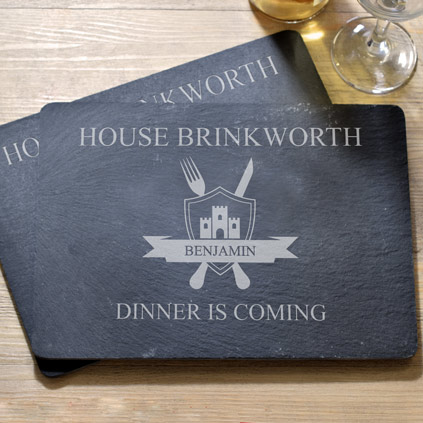 Personalised Family Coat Of Arms Slate Place Mat Set