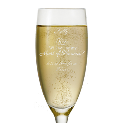 Will You Be My Maid Of Honour Personalised Champagne Flute